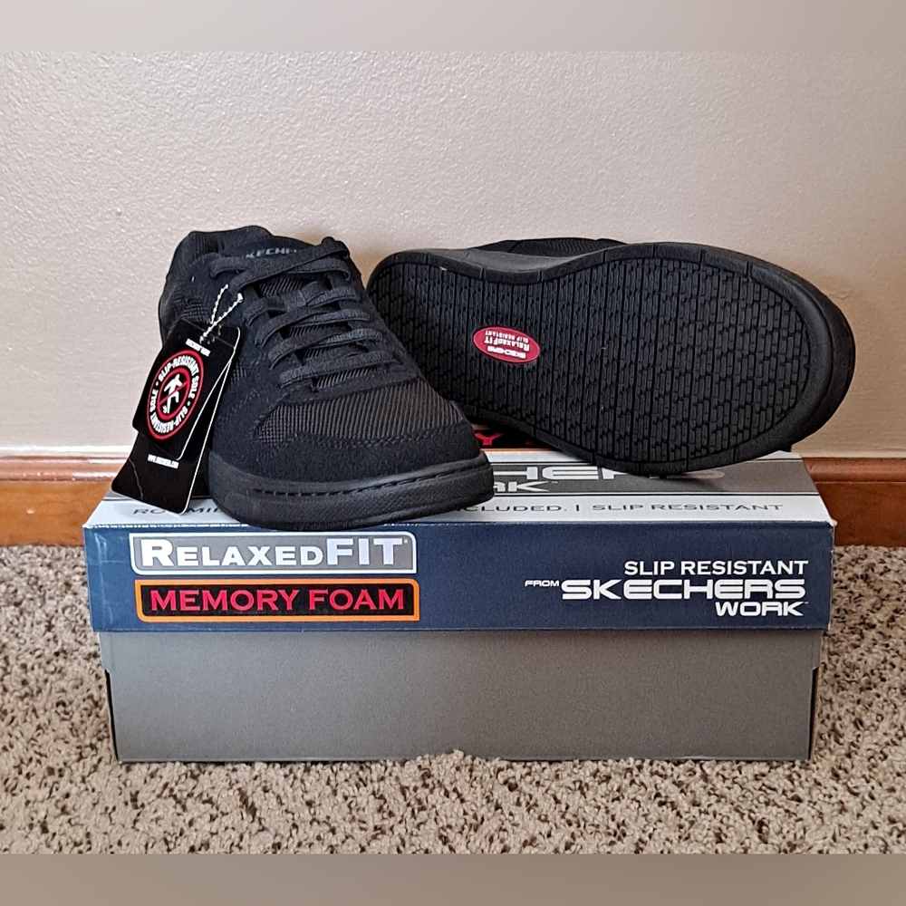 Skechers Shred Treads Relaxed Fit SR EH black Shoes Size 8.5 - Picture 2 of 9